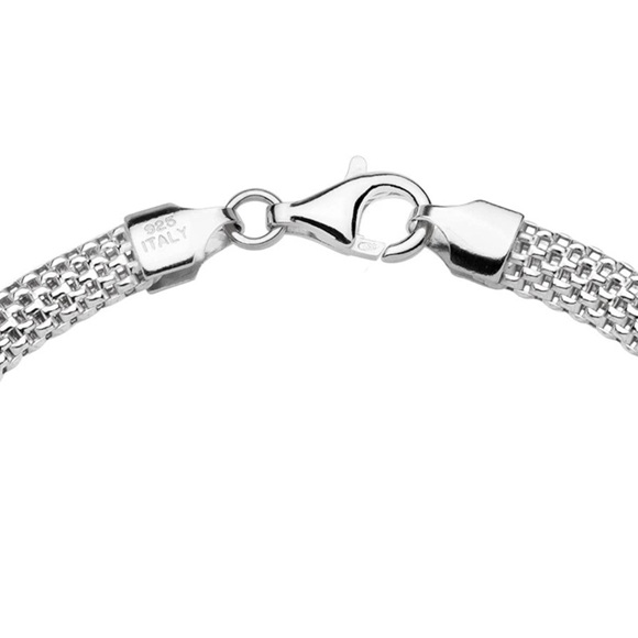925 Sterling Silver Italian 5mm Mesh Link Bracelet - Picture 2 of 5